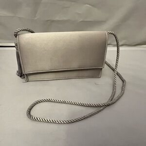 Elegant Silver Pure Silk Crossbody Bag